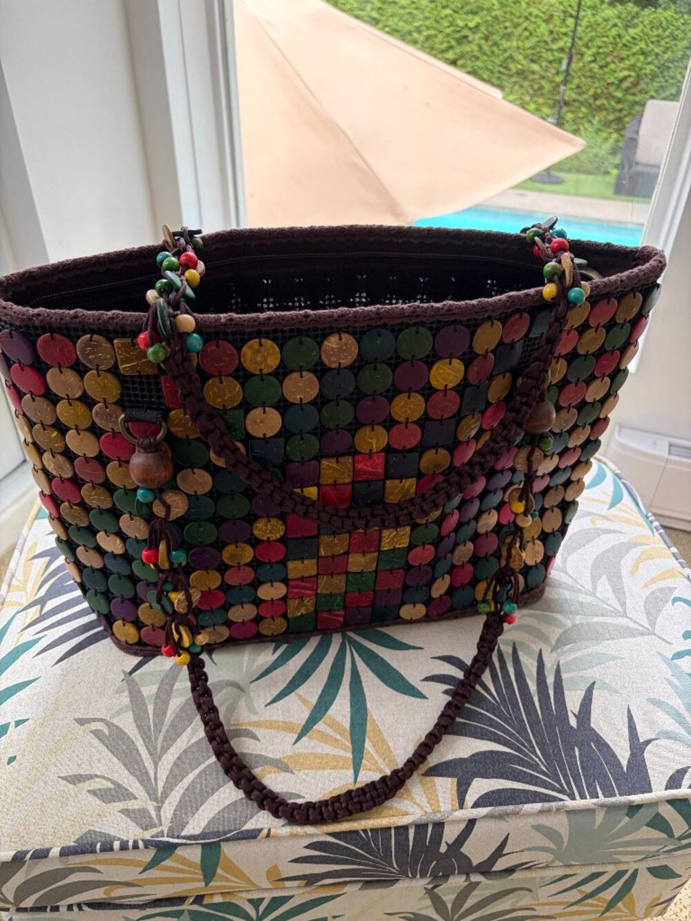 Grand Sac Cabas Bohème Pastilles en Bois